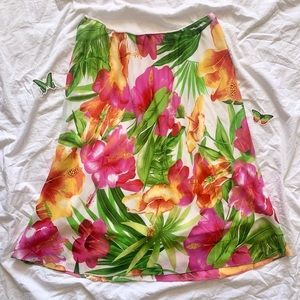Tropical Floral Midi Skirt